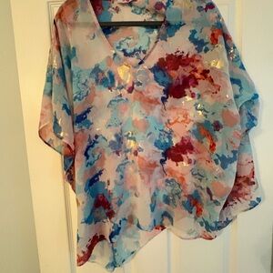 Buddy Love Size XS Pastel Tye Dye Tunic Top Blue Pink Gold Like New
